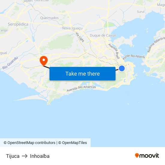 Tijuca to Inhoaíba map