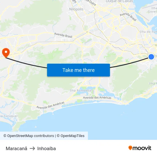 Maracanã to Inhoaíba map