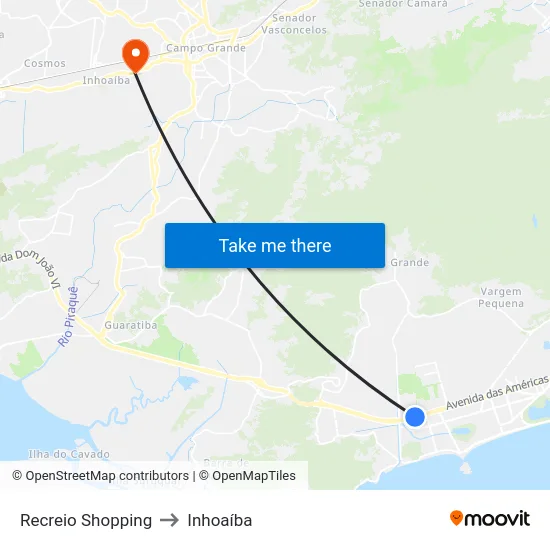Recreio Shopping to Inhoaíba map