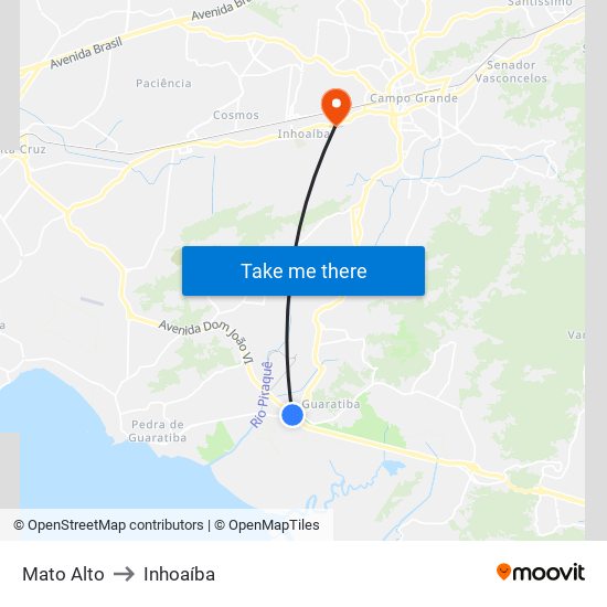 Terminal Mato Alto to Inhoaíba map