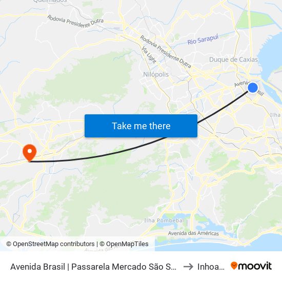 Avenida Brasil | Passarela Mercado São Sebastião to Inhoaíba map