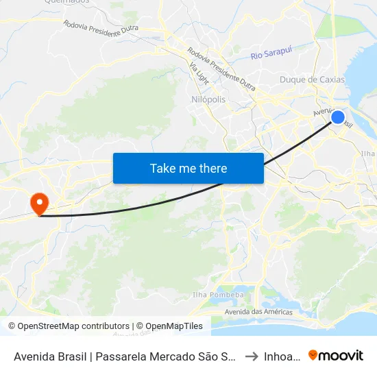 Avenida Brasil | Passarela Mercado São Sebastião to Inhoaíba map