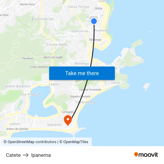 Catete to Ipanema map