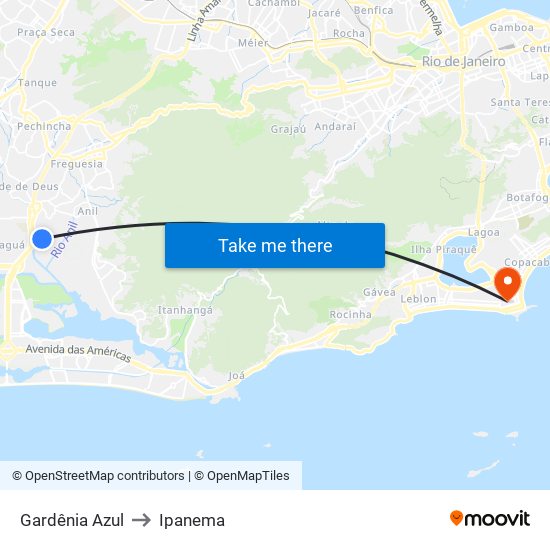 Gardênia Azul to Ipanema map