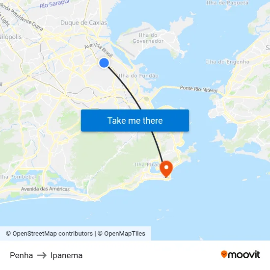 Penha to Ipanema map