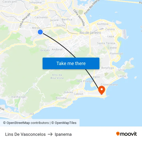 Lins De Vasconcelos to Ipanema map