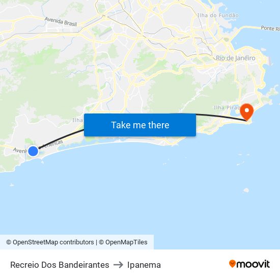 Recreio Dos Bandeirantes to Ipanema map