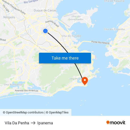 Vila Da Penha to Ipanema map