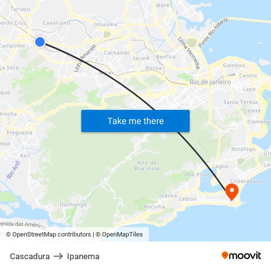 Cascadura to Ipanema map