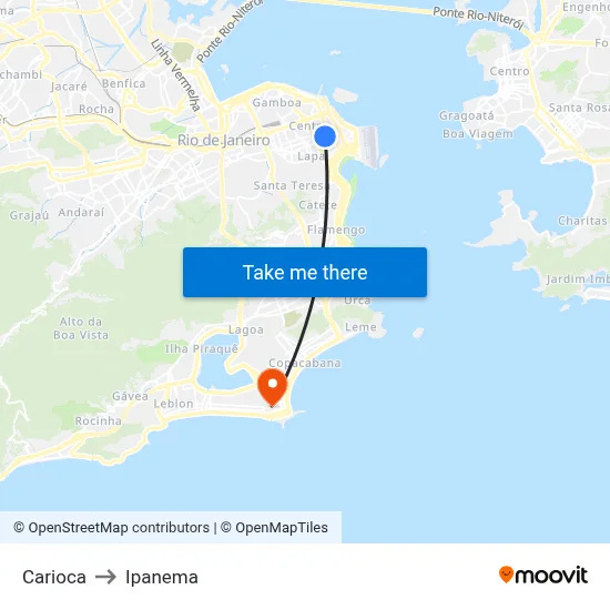 Carioca to Ipanema map