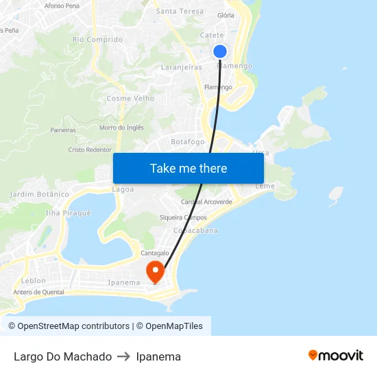 Largo Do Machado to Ipanema map