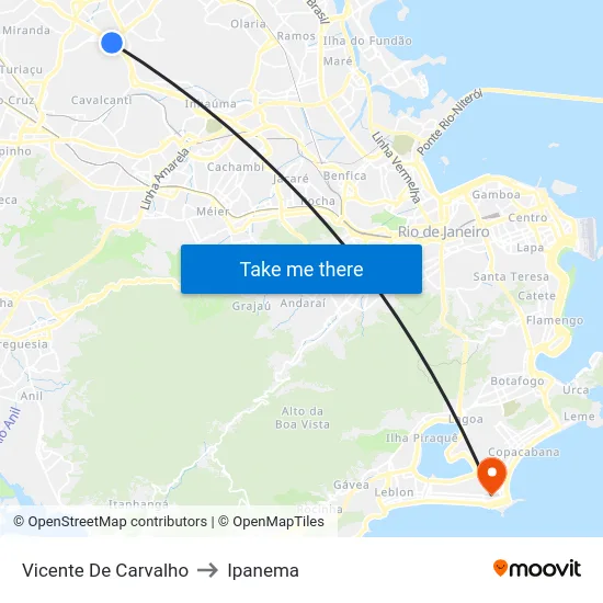 Vicente De Carvalho to Ipanema map