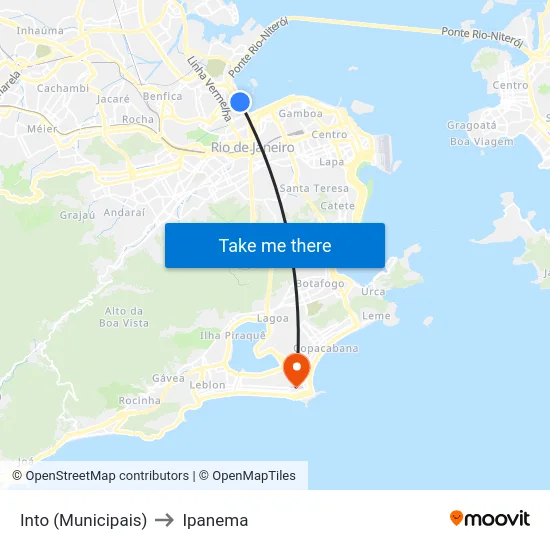 Into (Municipais) to Ipanema map