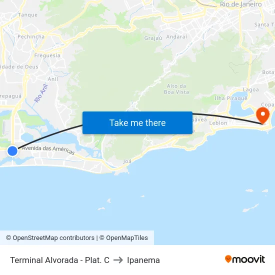 Terminal Alvorada - Plat. C to Ipanema map