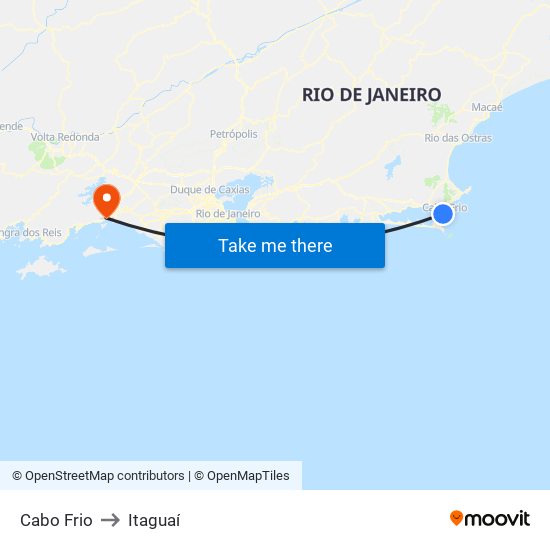 Cabo Frio to Itaguaí map