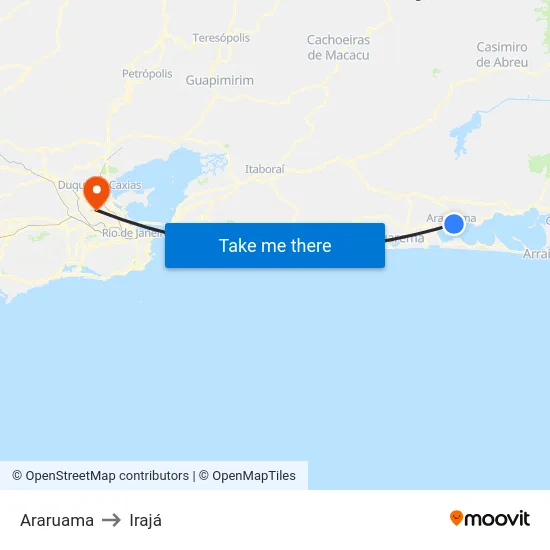 Araruama to Irajá map