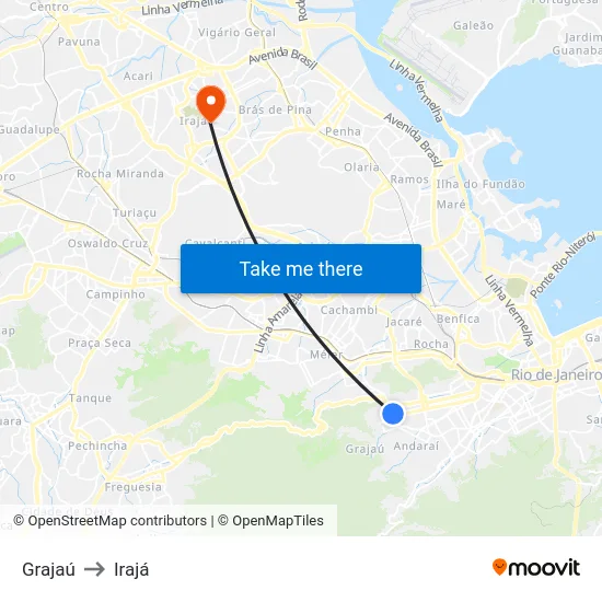 Grajaú to Irajá map