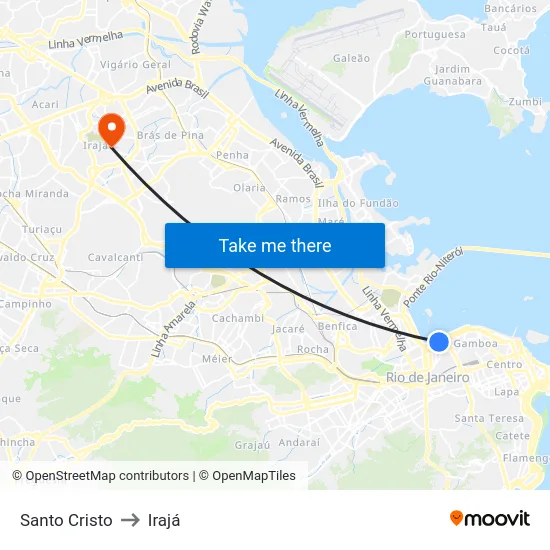 Santo Cristo to Irajá map