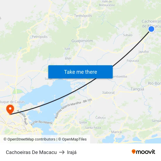 Cachoeiras De Macacu to Irajá map