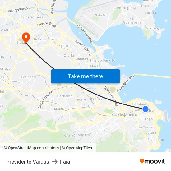 Presidente Vargas to Irajá map