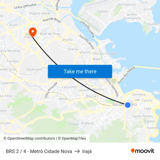 BRS 2 / 4 - Metrô Cidade Nova to Irajá map
