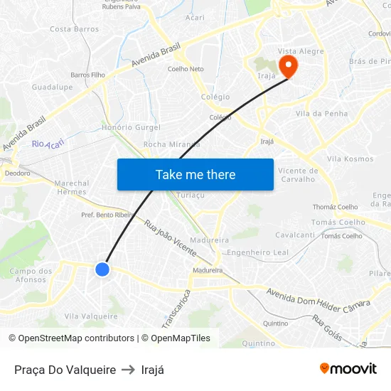 Praça Do Valqueire to Irajá map