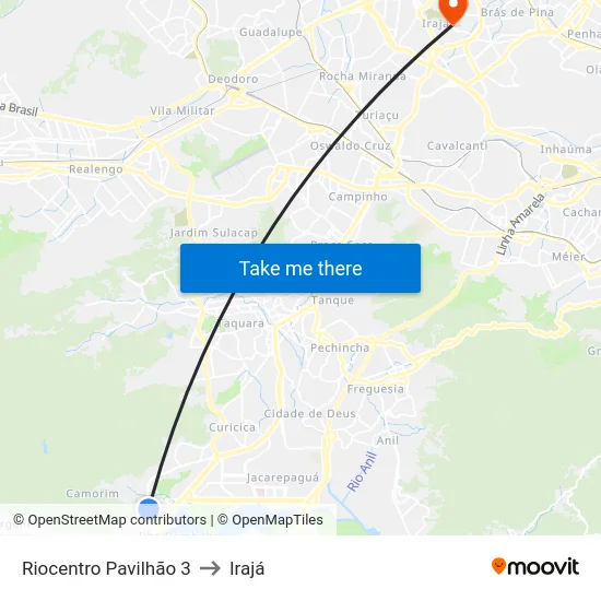 Riocentro Pavilhão 3 to Irajá map