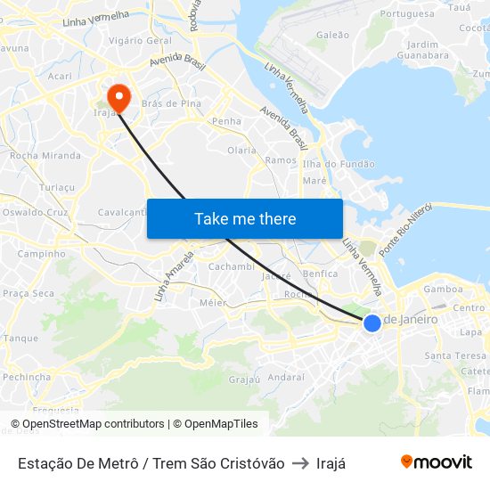 Estação De Metrô / Trem São Cristóvão to Irajá map