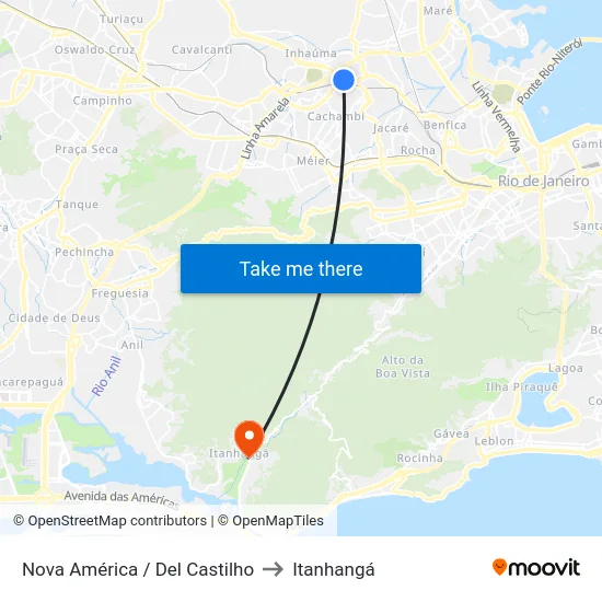 Nova América / Del Castilho to Itanhangá map
