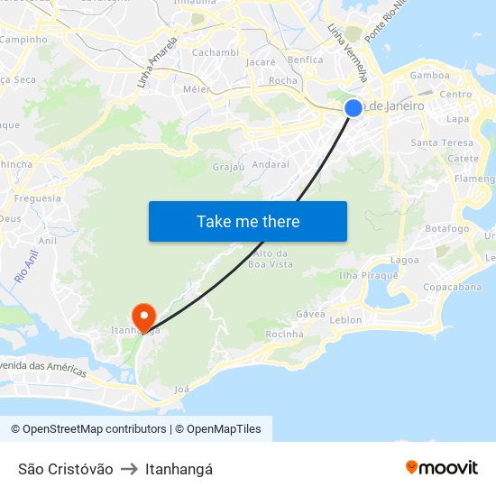 São Cristóvão to Itanhangá map