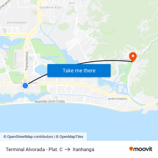 Terminal Alvorada - Plat. C to Itanhangá map