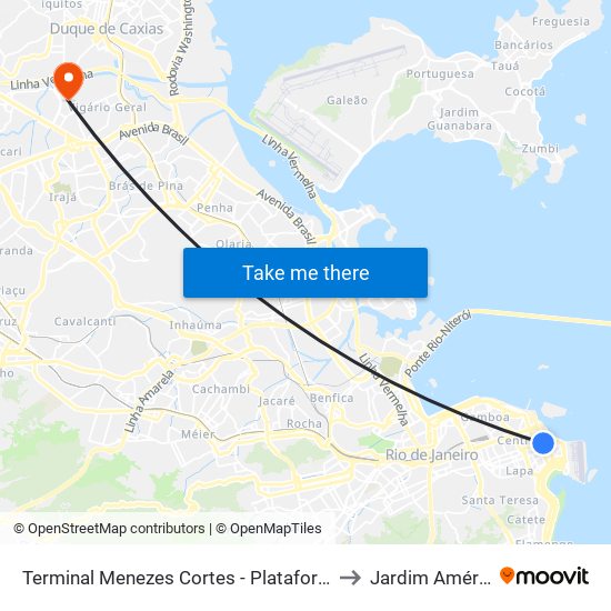 Terminal Menezes Cortes - Plataforma B to Jardim América map