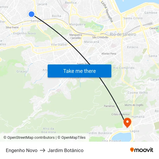Engenho Novo to Jardim Botânico map