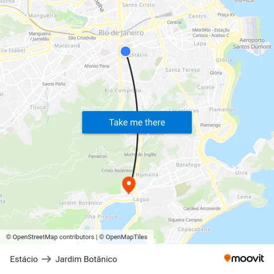 Estácio to Jardim Botânico map