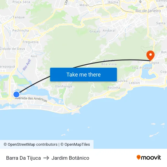 Barra Da Tijuca to Jardim Botânico map