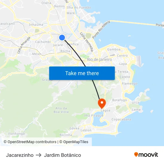Jacarezinho to Jardim Botânico map