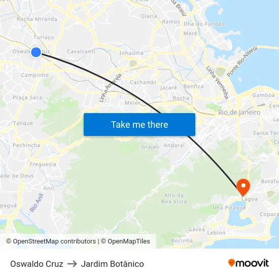 Oswaldo Cruz to Jardim Botânico map