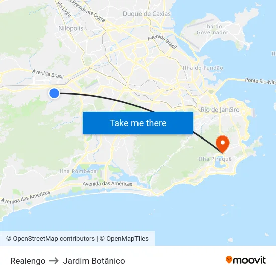 Realengo to Jardim Botânico map