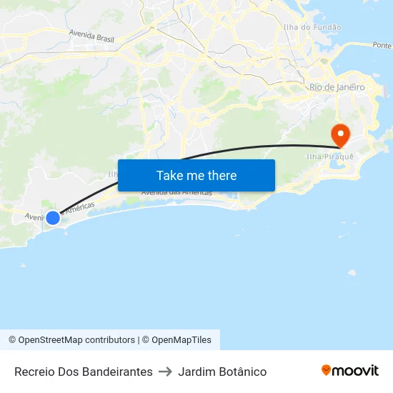 Recreio Dos Bandeirantes to Jardim Botânico map