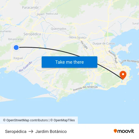 Seropédica to Jardim Botânico map