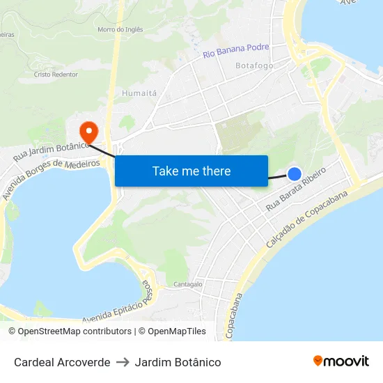 Cardeal Arcoverde to Jardim Botânico map