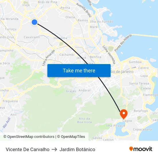 Vicente De Carvalho to Jardim Botânico map