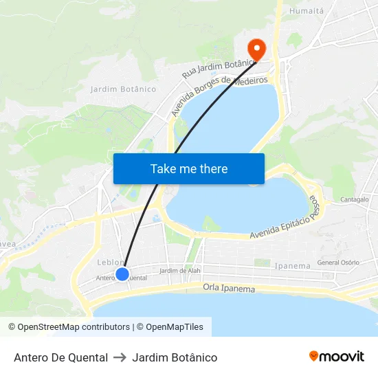 Antero De Quental to Jardim Botânico map