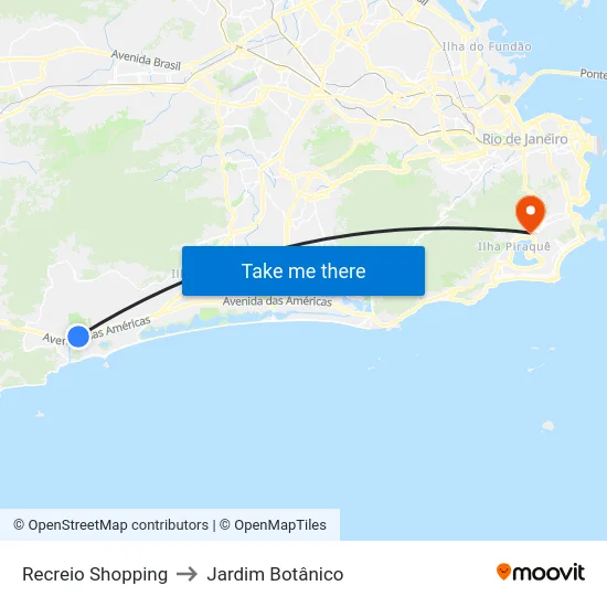 Recreio Shopping to Jardim Botânico map
