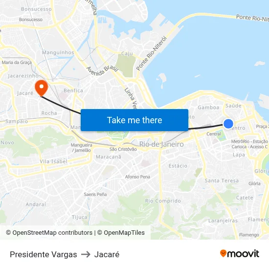 Presidente Vargas to Jacaré map