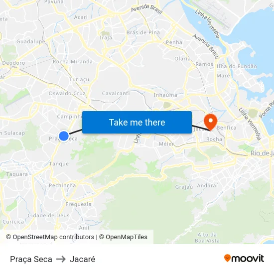 Praça Seca to Jacaré map