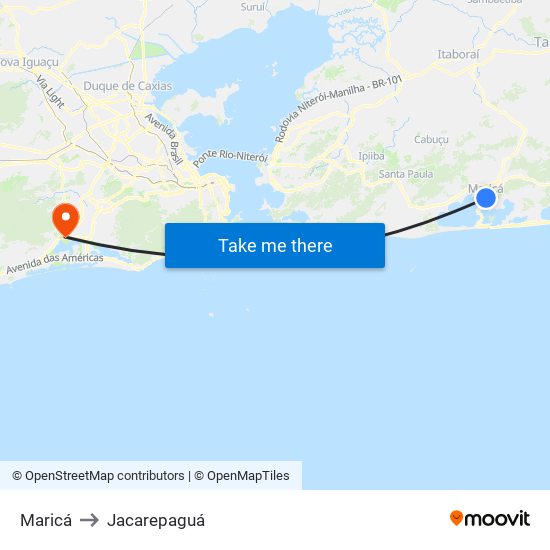 Maricá to Jacarepaguá map