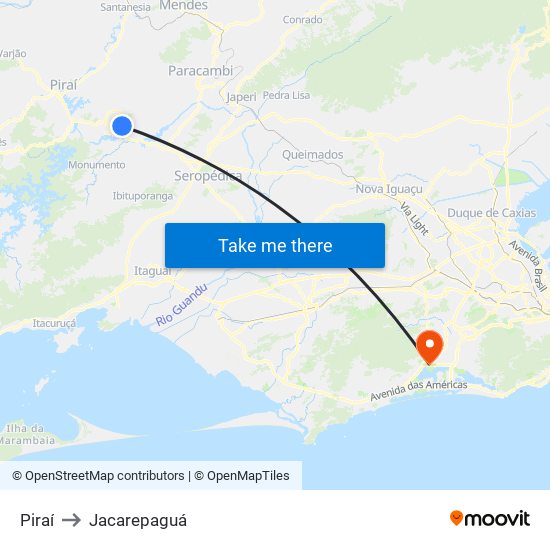 Piraí to Jacarepaguá map