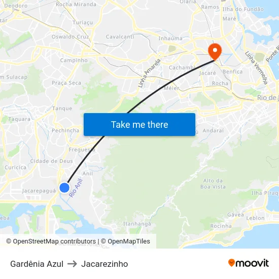 Gardênia Azul to Jacarezinho map