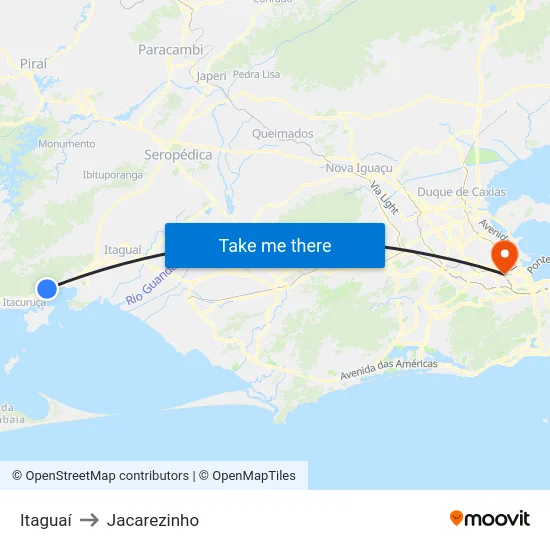 Itaguaí to Jacarezinho map